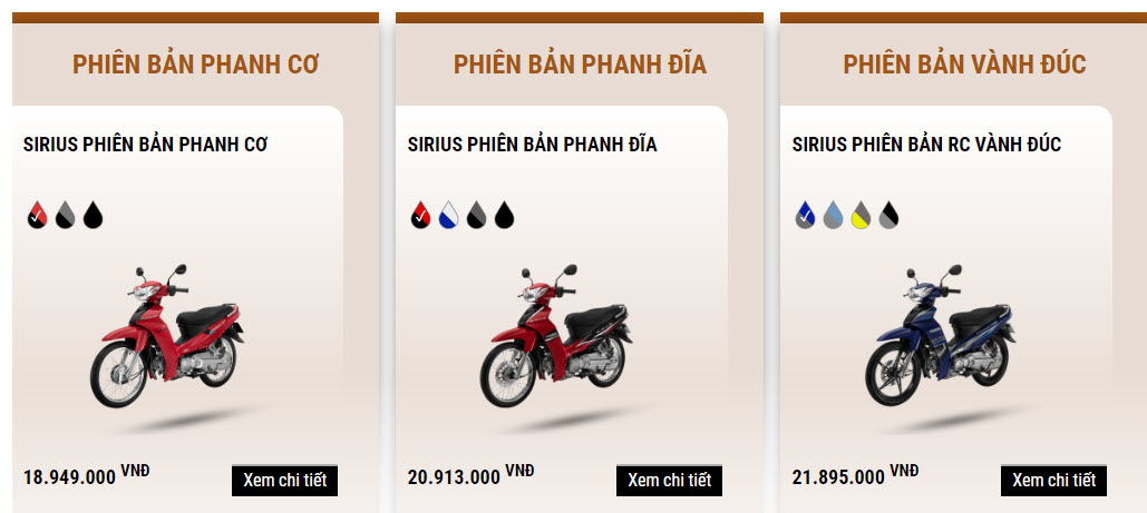 Bảng Thông Số Kỹ Thuật Yamaha Sirius 2024 Mới Nhất